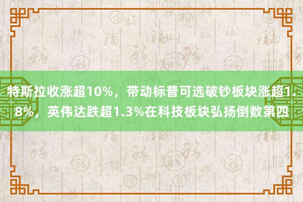 特斯拉收涨超10%，带动标普可选破钞板块涨超1.8%，英伟达跌超1.3%在科技板块弘扬倒数第四