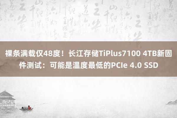 裸条满载仅48度！长江存储TiPlus7100 4TB新固件测试：可能是温度最低的PCIe 4.0 SSD