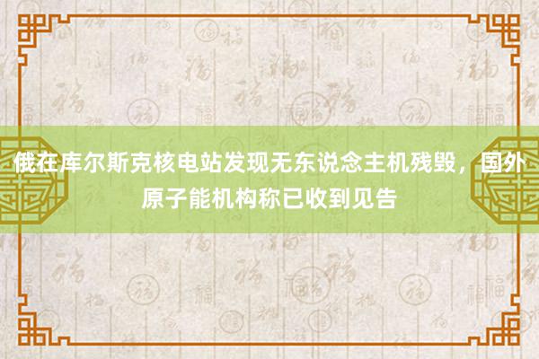 俄在库尔斯克核电站发现无东说念主机残毁，国外原子能机构称已收到见告