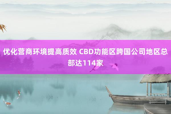 优化营商环境提高质效 CBD功能区跨国公司地区总部达114家