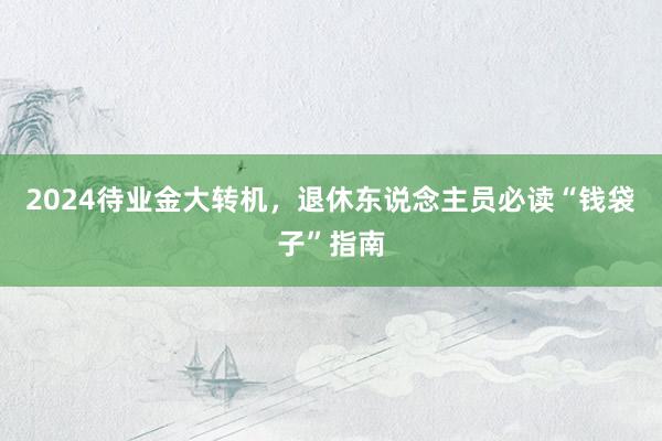 2024待业金大转机，退休东说念主员必读“钱袋子”指南