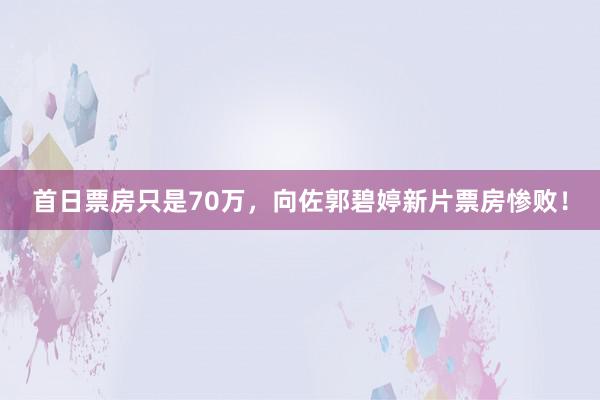 首日票房只是70万，向佐郭碧婷新片票房惨败！