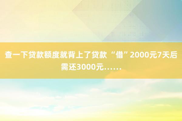 查一下贷款额度就背上了贷款 “借”2000元7天后需还3000元……