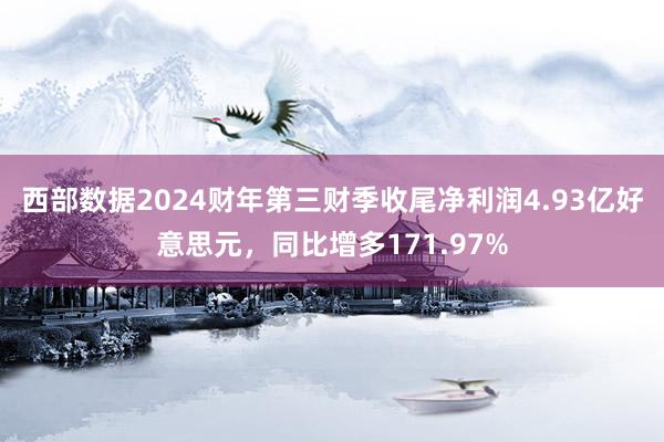 西部数据2024财年第三财季收尾净利润4.93亿好意思元，同比增多171.97%